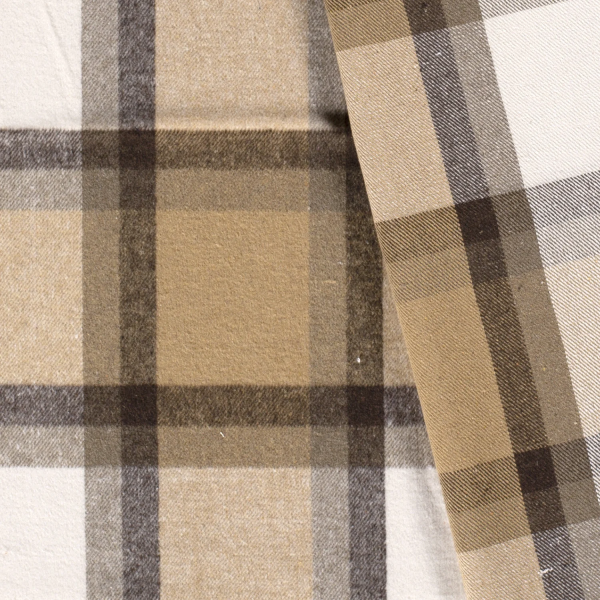 Mantelstoff / Mantelflausch - Karo - Beige